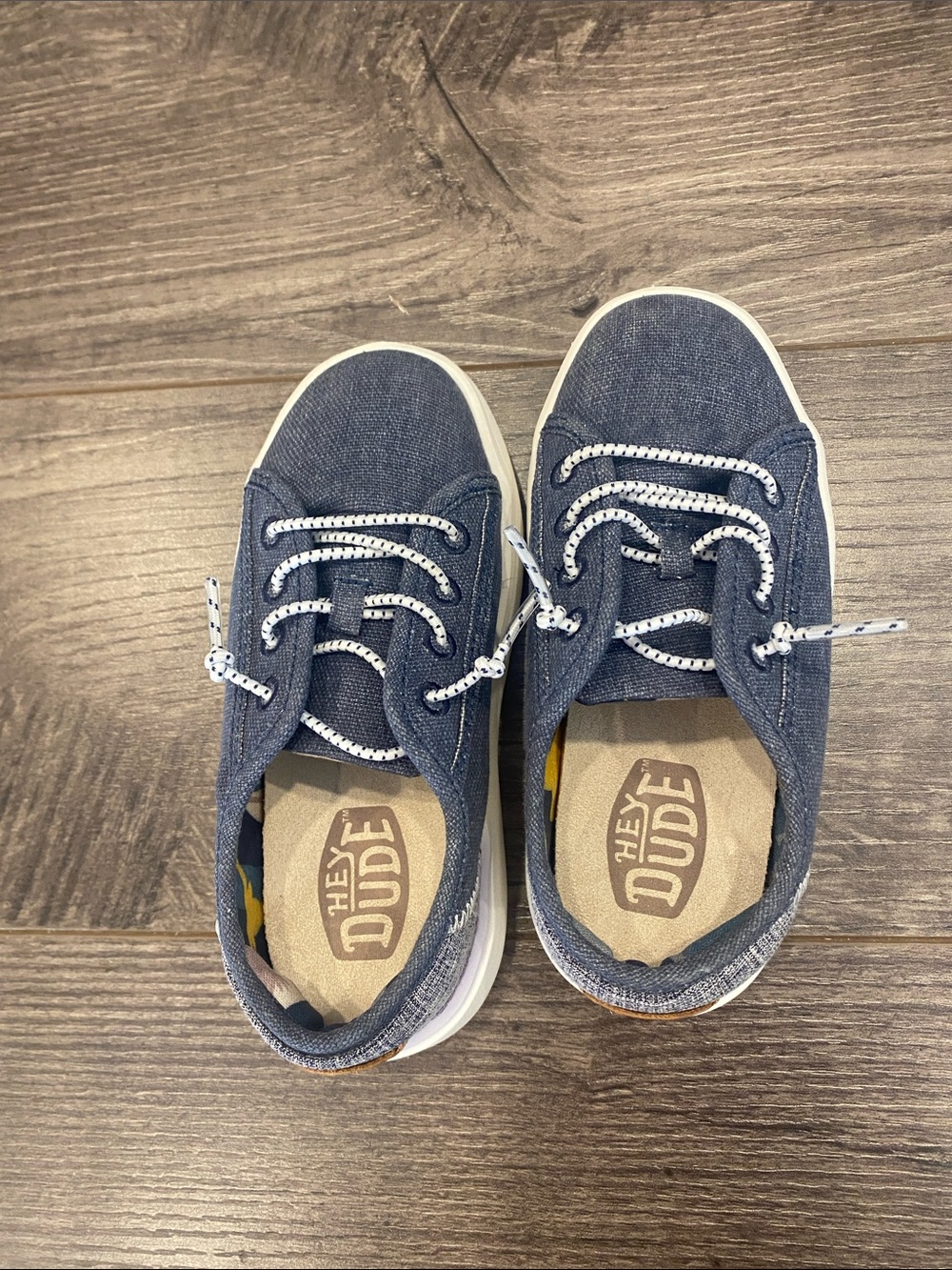 Hey Dude Blue Canvas Kids Sneakers with White Accents